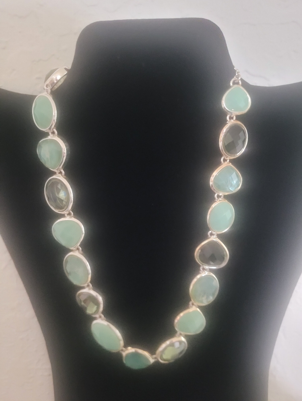 Anne Klein Silver-Tone Necklace with Mint and Seafoam Stones